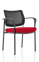 Stackable Conference Chair | Black Frame | Mesh Back | Bergamot Cherry Red Seat | Brunswick Deluxe