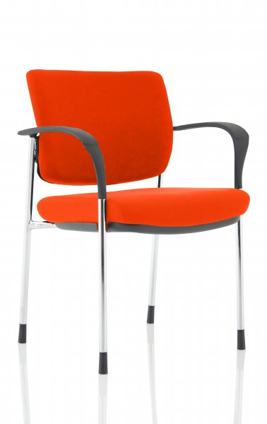 Stackable Conference Chair | Chrome Frame | Fabric Back | Tabasco Orange Seat | Brunswick Deluxe