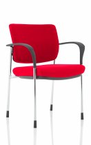Stackable Conference Chair | Chrome Frame | Fabric Back | Bergamot Cherry Red Seat | Brunswick Deluxe