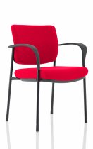Stackable Conference Chair | Black Frame | Fabric Back | Bergamot Cherry Red | Brunswick Deluxe
