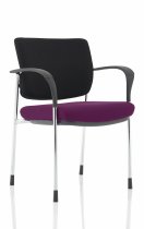 Stackable Conference Chair | Chrome Frame | Black Fabric Back | Tansy Purple Seat | Brunswick Deluxe