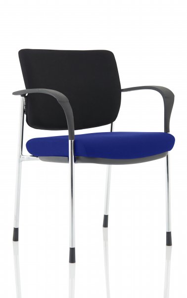 Stackable Conference Chair | Chrome Frame | Black Fabric Back | Stevia Blue Seat | Brunswick Deluxe