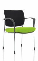 Stackable Conference Chair | Chrome Frame | Black Fabric Back | Myrrh Green Seat | Brunswick Deluxe