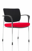 Stackable Conference Chair | Chrome Frame | Black Fabric Back | Bergamot Cherry Red Seat | Brunswick Deluxe