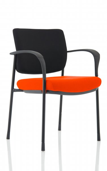 Stackable Conference Chair | Black Frame | Black Fabric Back | Tabasco Orange Seat | Brunswick Deluxe