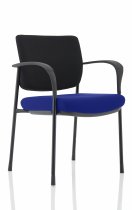 Stackable Conference Chair | Black Frame | Black Fabric Back | Stevia Blue Seat | Brunswick Deluxe