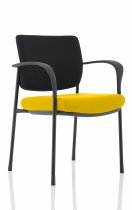 Stackable Conference Chair | Black Frame | Black Fabric Back | Senna Yellow Seat | Brunswick Deluxe