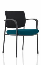 Stackable Conference Chair | Black Frame | Black Fabric Back | Maringa Teal Seat | Brunswick Deluxe