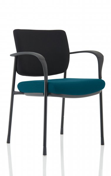 Stackable Conference Chair | Black Frame | Black Fabric Back | Maringa Teal Seat | Brunswick Deluxe