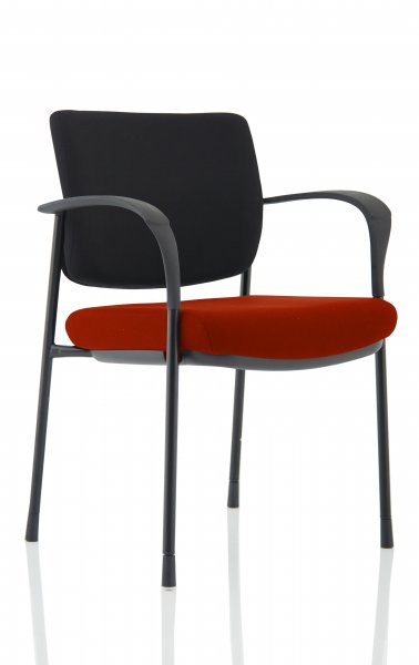 Stackable Conference Chair | Black Frame | Black Fabric Back | Ginseng Chilli Red Seat | Brunswick Deluxe