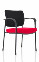 Stackable Conference Chair | Black Frame | Black Fabric Back | Bergamot Cherry Red Seat | Brunswick Deluxe