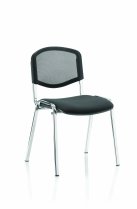 Stacking Chair | No Arms | Chrome Frame | Mesh Back | Black Seat | ISO | *MIN QTY 4