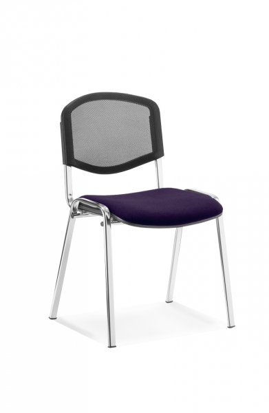 Stacking Chair | No Arms | Chrome Frame | Mesh Back | Tansy Purple Seat | ISO