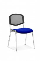 Stacking Chair | No Arms | Chrome Frame | Mesh Back | Stevia Blue Seat | ISO
