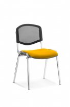 Stacking Chair | No Arms | Chrome Frame | Mesh Back | Senna Yellow Seat | ISO