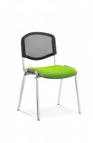 Stacking Chair | No Arms | Chrome Frame | Mesh Back | Myrrh Green Seat | ISO