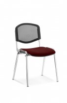 Stacking Chair | No Arms | Chrome Frame | Mesh Back | Ginseng Chilli Red Seat | ISO