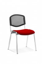 Stacking Chair | No Arms | Black Frame | Mesh Back | Bergamot Cherry Red Seat | ISO