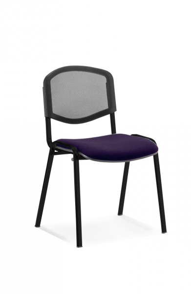 Stacking Chair | No Arms | Black Frame | Mesh Back | Tansy Purple Seat | ISO