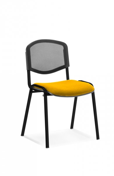 Stacking Chair | No Arms | Black Frame | Mesh Back | Senna Yellow Seat | ISO