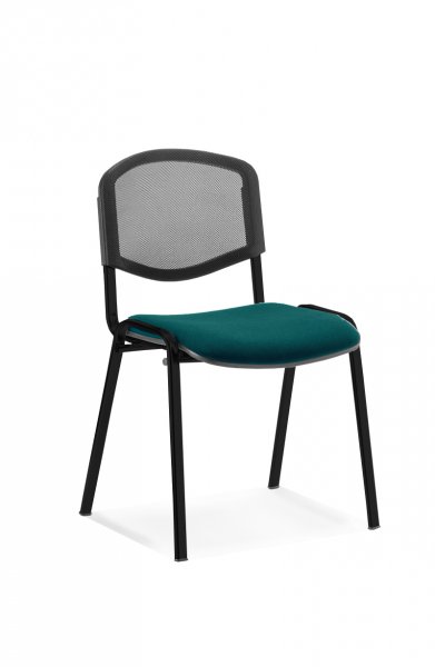 Stacking Chair | No Arms | Black Frame | Mesh Back | Maringa Teal Seat | ISO
