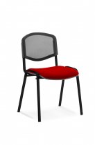 Stacking Chair | No Arms | Black Frame | Mesh Back | Bergamot Cherry Red Seat | ISO