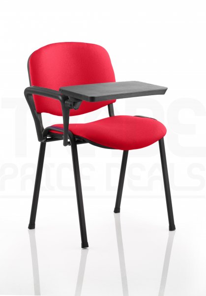 Stacking Chair | Right Handed Foldaway Writing Kit | Black Frame | Bergamot Cherry Red | ISO