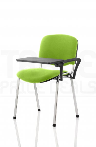 Stacking Chair | Left Handed Foldaway Writing Kit | Chrome Frame | Myrrh Green | ISO