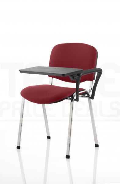 Stacking Chair | Left Handed Foldaway Writing Kit | Chrome Frame | Bergamot Cherry Red | ISO
