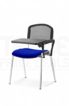 Stacking Chair | Left Handed Foldaway Writing Kit | Chrome Frame | Mesh Back | Stevia Blue Seat | ISO