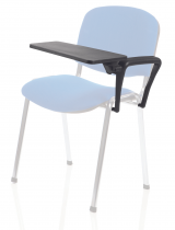 Stacking Chair | Left Handed Foldaway Writing Kit | Black Frame | Mesh Back | Bergamot Cherry Red Seat | ISO