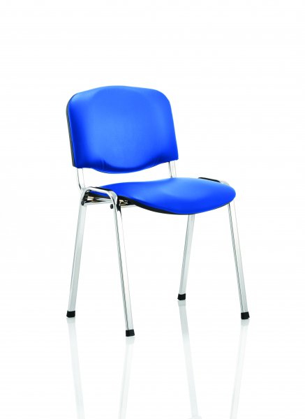 Vinyl Stacking Chair | No Arms | Chrome Frame | Blue | ISO | *MIN QTY 4