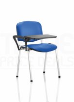 Vinyl Stacking Chair | Right Handed Foldaway Writing Kit | Chrome Frame | Blue | ISO | *MIN QTY 4