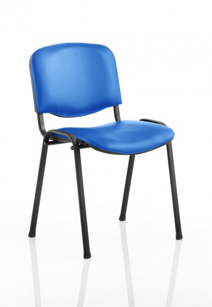 Vinyl Stacking Chair | No Arms | Black Frame | Blue | ISO | *MIN QTY 4