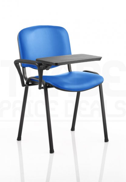 Vinyl Stacking Chair | Right Handed Foldaway Writing Kit | Black Frame | Blue | ISO | *MIN QTY 4