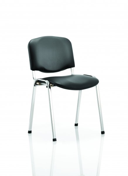 Vinyl Stacking Chair | No Arms | Chrome Frame | Black | ISO | *MIN QTY 4