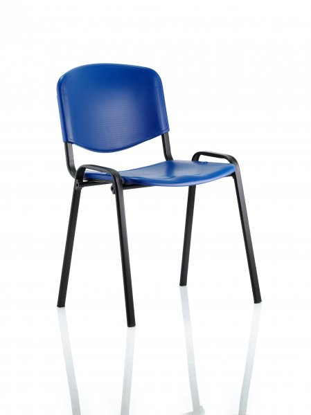 Plastic Stacking Chair | No Arms | Black Frame | Blue | ISO | *MIN QTY 4