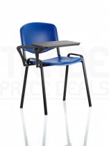 Plastic Stacking Chair | Right Handed Foldaway Writing Kit | Black Frame | Blue | ISO | *MIN QTY 4
