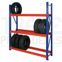 TS Longspan Tyre Racking | Starter Bay | 2492h x 1229w x 471d mm | 3 Levels | 950kg Max Weight per Shelf