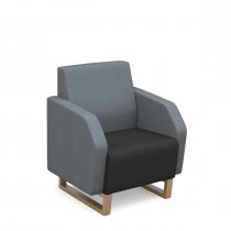 1 Seater Sofa | Low Back | 600mm Wide | Elapse Grey/Late Grey | Oak Frame | No Power Supply | Encore2