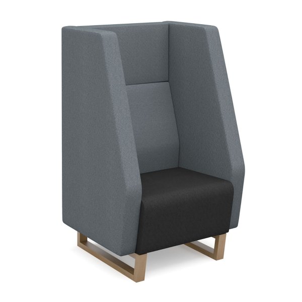 1 Seater Sofa | High Back | 600mm Wide | Elapse Grey/Late Grey | Oak Frame | No Power Supply | Encore2