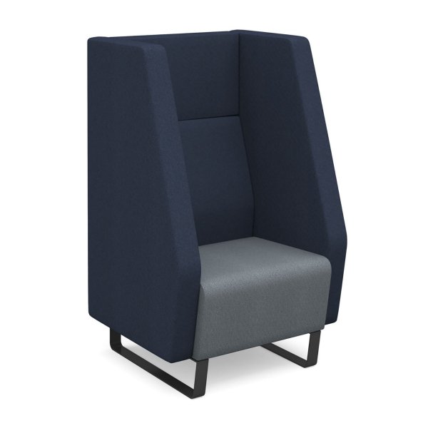 1 Seater Sofa | High Back | 600mm Wide | Late Grey/Range Blue | Black Sled Frame | No Power Supply | Encore2