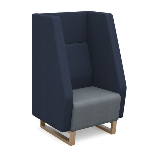 1 Seater Sofa | High Back | 600mm Wide | Late Grey/Range Blue | Oak Frame | No Power Supply | Encore2