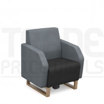 1 Seater Sofa | Low Back | 600mm Wide | Elapse Grey/Late Grey | Oak Frame | Power Supply | Encore2