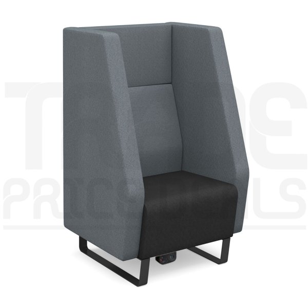 1 Seater Sofa | High Back | 600mm Wide | Elapse Grey/Late Grey | Black Sled Frame | Power Supply | Encore2