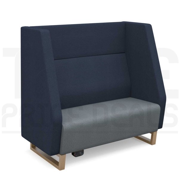 2 Seater Sofa | High Back | 1200mm Wide | Late Grey/Range Blue | Oak Frame | Power Supply | Encore2