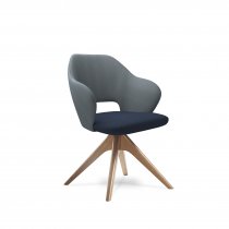 Reception Chair | Forecast Grey/Range Blue | Wooden Pyramid Base | Jude