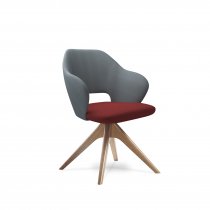 Reception Chair | Forecast Grey/Extent Red | Wooden Pyramid Base | Jude