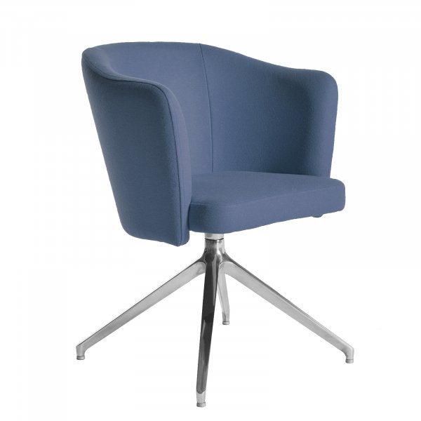 Tub Chair | Range Blue Fabric | Chrome Swivel Base | Otis