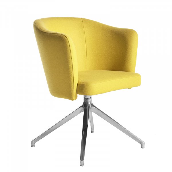 Tub Chair | Lifetime Yellow Fabric | Chrome Swivel Base | Otis